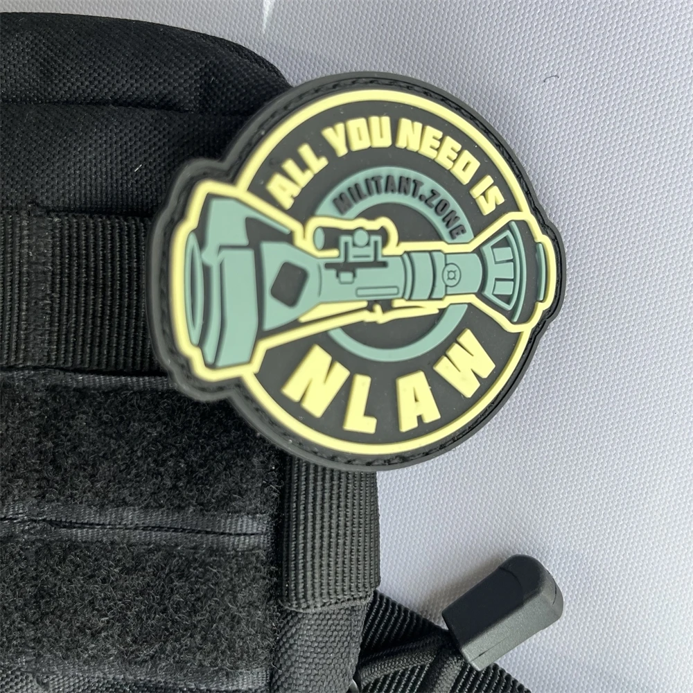 NLAW PVC Patches Tactical Morale ALL YOU NEED IS MILITANT.ZONE Badge Backpack Hook and Loop Sticker