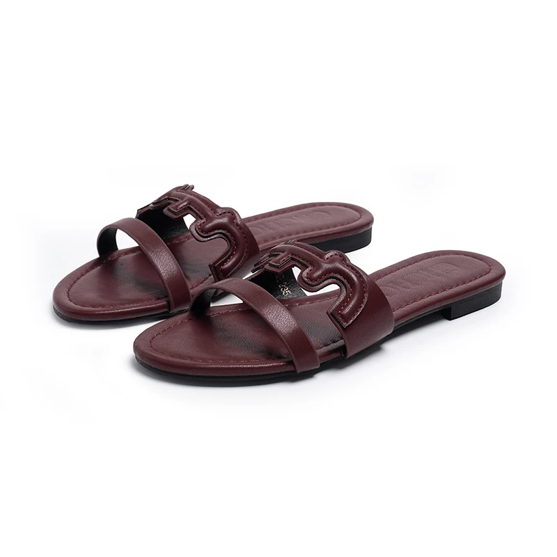 

CH/Новые летние женские тапочки на плоской подошве, нескользящие уличные пляжные женские сандалии с открытым носком, пикантные модные дизайнерские шлепанцы, женская обувь