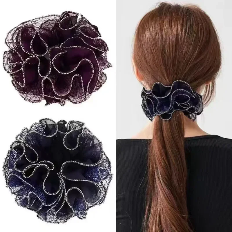 Large Hair Head Flower Scrunchies Hair Band Korea  머리끈 Flores Para El Cabello  Cintillos Para El Pelo Mujer Резинки Для Волос