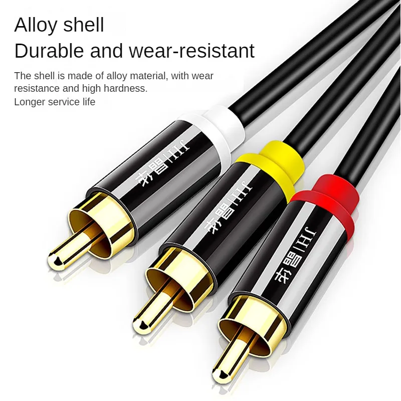 JH-LINK 3RCA To 3RCA Composite AV Cable Gold-Plated Hi-Fi Cord For TV, DVD, Projector