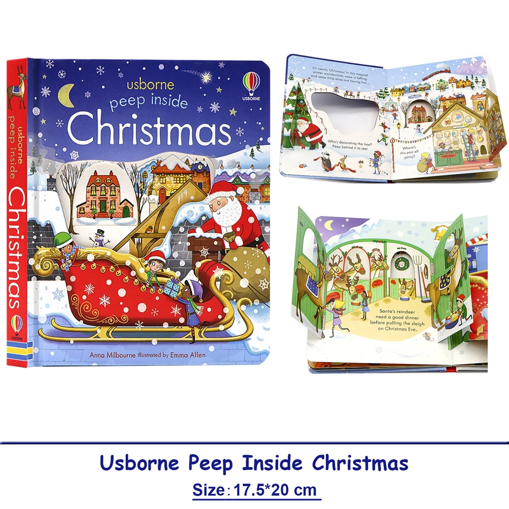 Usborne Peep Inside Christmas 3D Flap Picture Book Montessori  Educational English Book for Kids Bedtime Reading