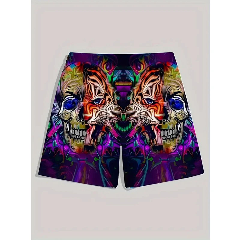 Tiger Graphic กางเกงขาสั้นชายหาดสําหรับชายใหม่สัตว์ 3D พิมพ์กางเกงขาสั้นฤดูร้อนสบายๆสั้นกางเกงหลวม Surf กางเกงว่ายน้ํา