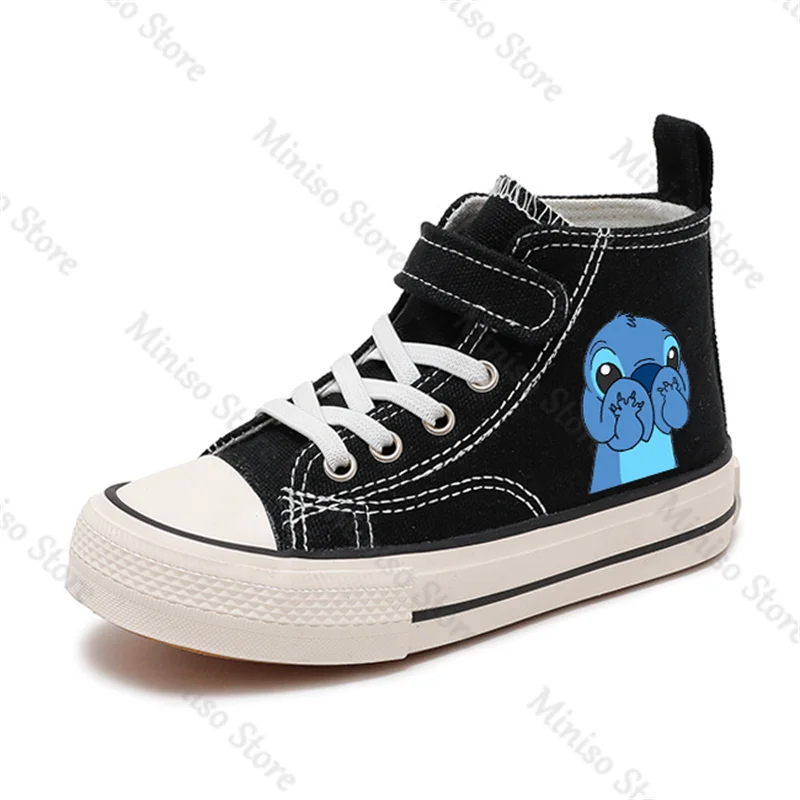 2024 Sport Girl High-top Lilo Stitch Boys Kid Canvas Shoes Disney Casual Cartoon comfort Shoes Children Print Boys Tennis Shoes