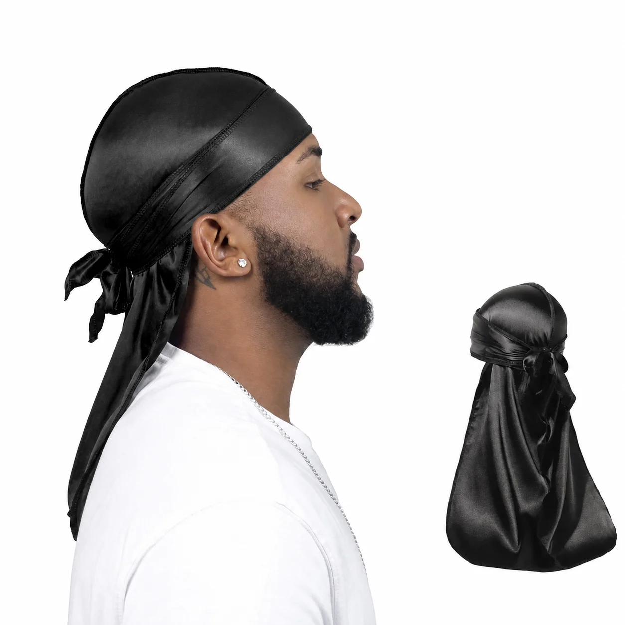 Satynowa czapka typu skull cap, oddychająca, z długim ogonem, durag, piracka chusta na głowę, elastyczna czapka skull cap na jesień, do noszenia na co dzień, na ulicy i na wyjścia