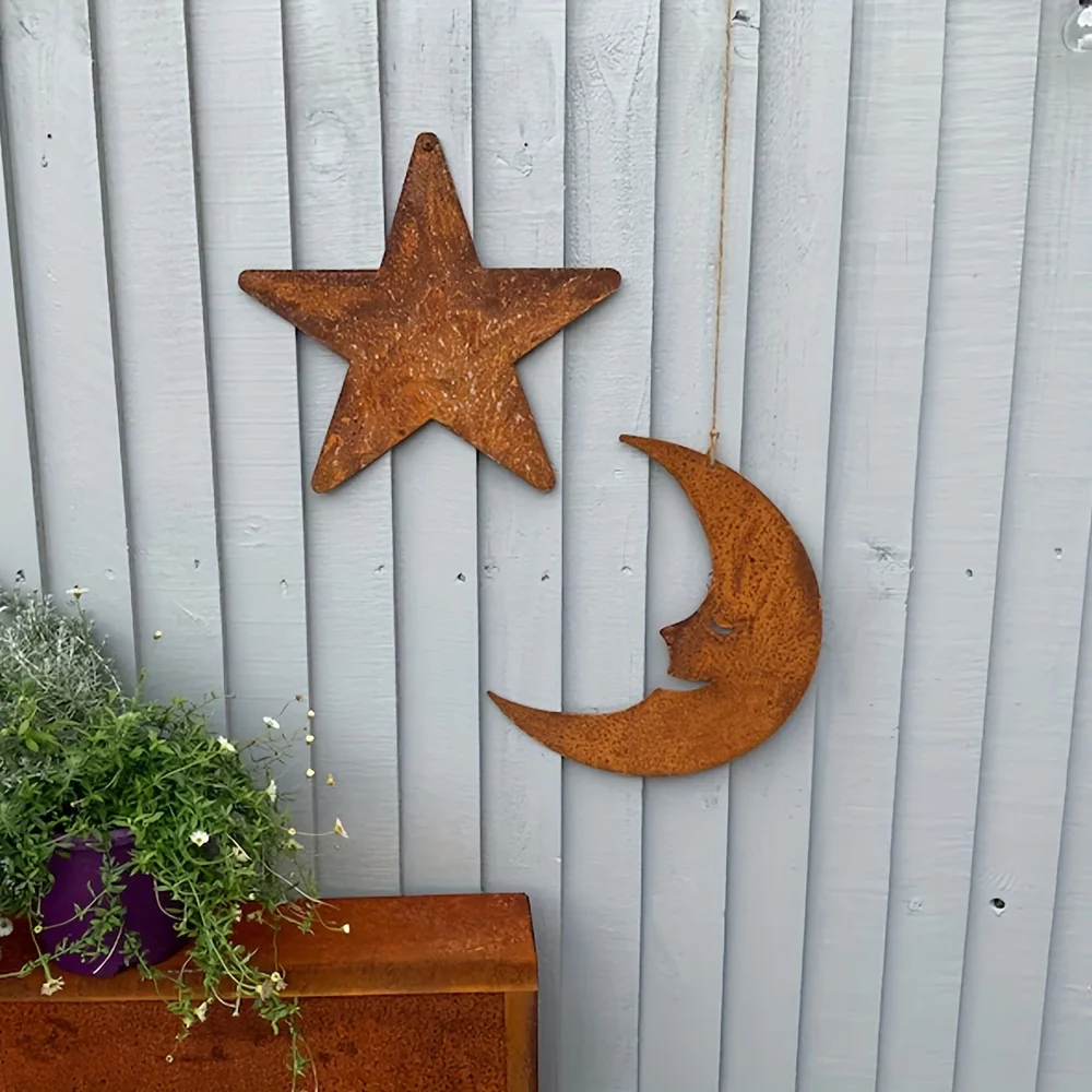 Rusty Metal Wind Spinner 1pc Star Moon Vintage Garden Ornament Garden Lover Gift Birthday Gift for Him - view 6