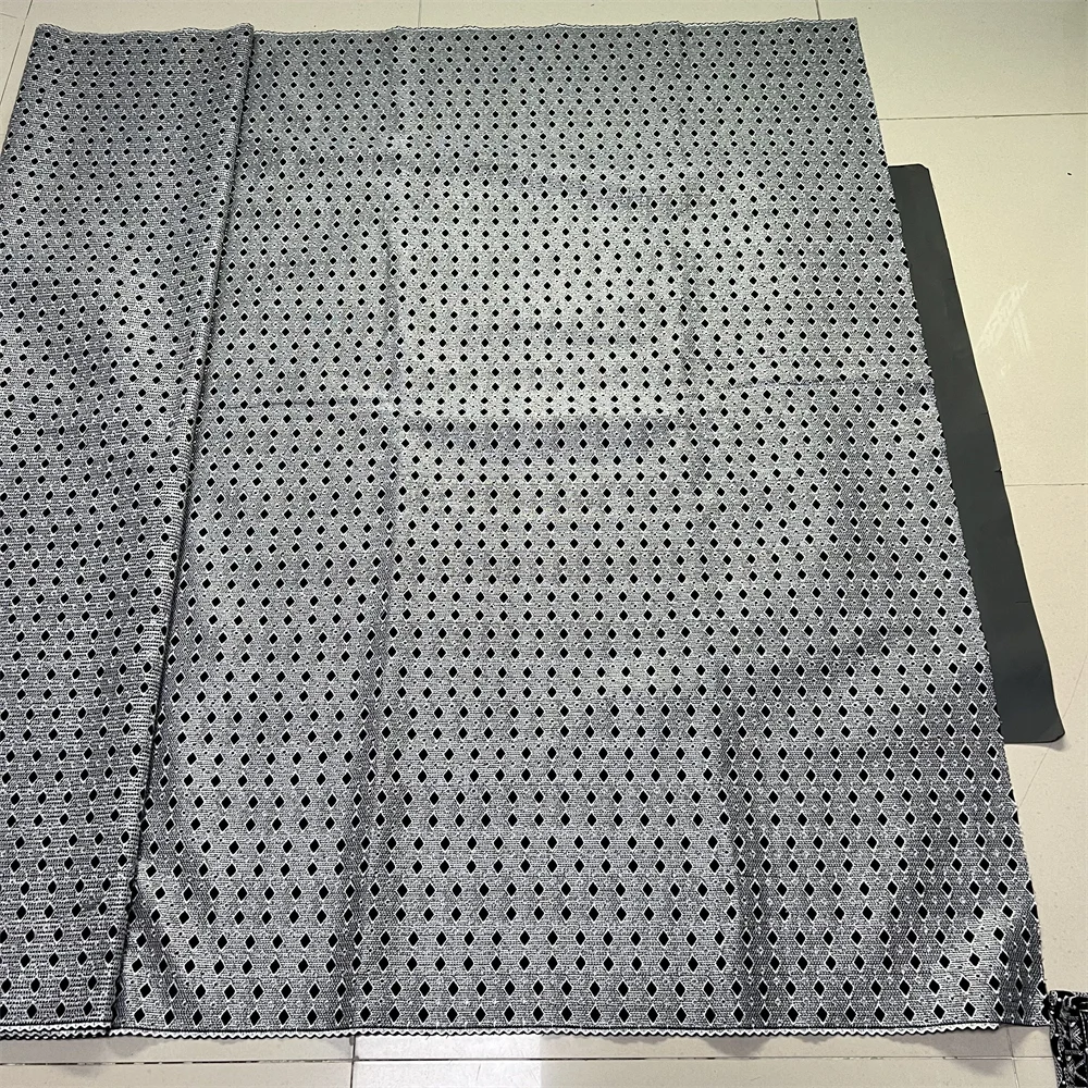

2026 High-Quality African Nigerian Tulle Lace Fabric for Sewing Wedding Party Gown Dress Embroidered Cotton Damask 5 Yards