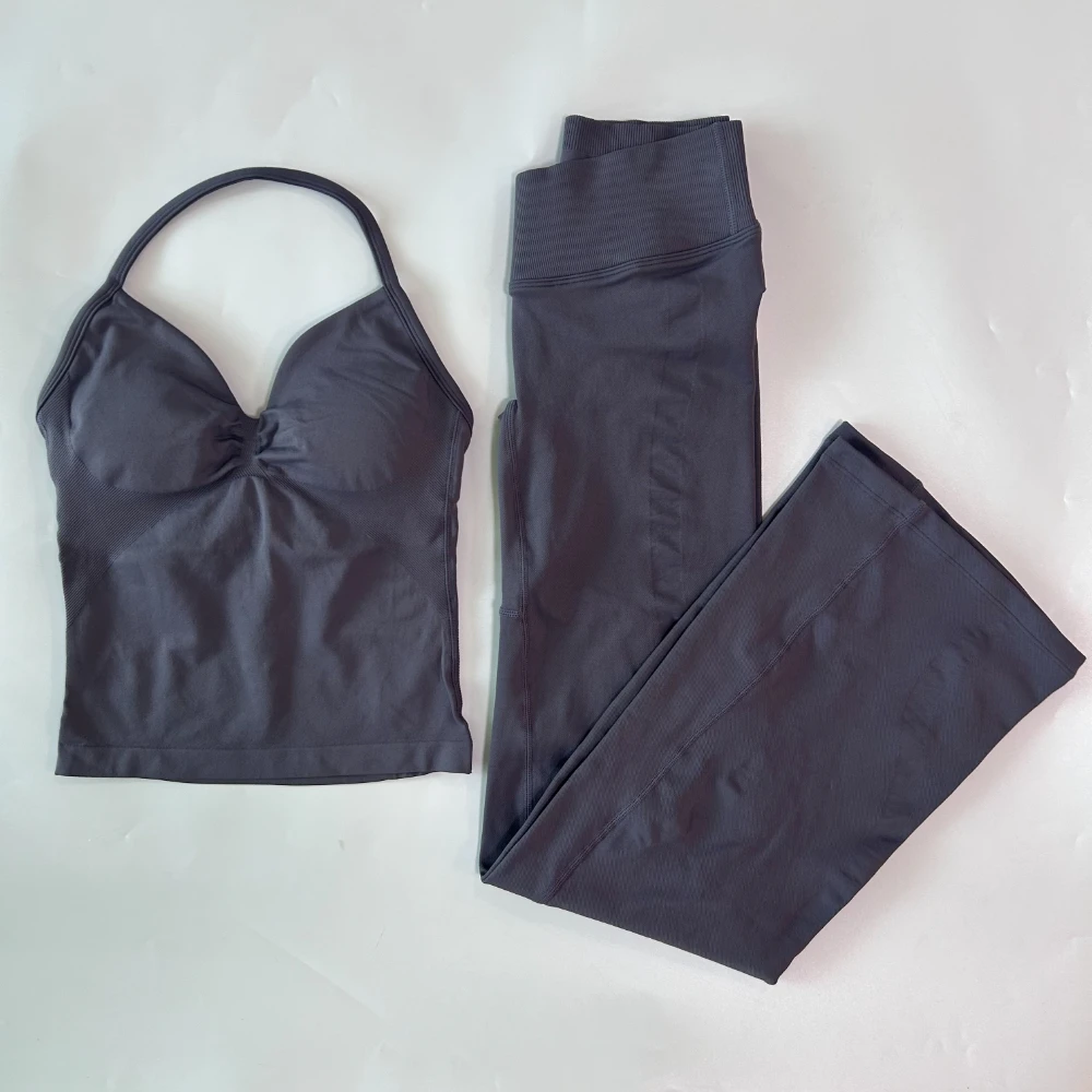 2-teilige Sets Damen-Outfits Tanktops Ausgestellte Leggings Schlaghosen Trainingsanzüge Fitnesskleidung Workout-Set Gym-Anzug Activewear – Detail 16