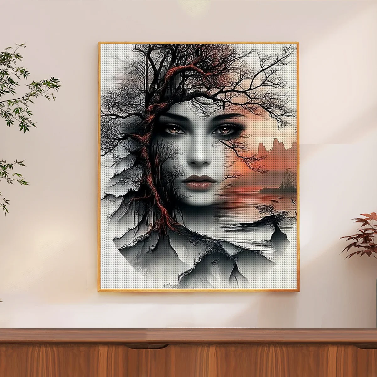1pc 40X50CM/15.74*19.7inch Female Stamped Cross Stitch Kit DIY Kit 11CT/14CT DIY Embroidered Set DIY Cross-Stitch Set