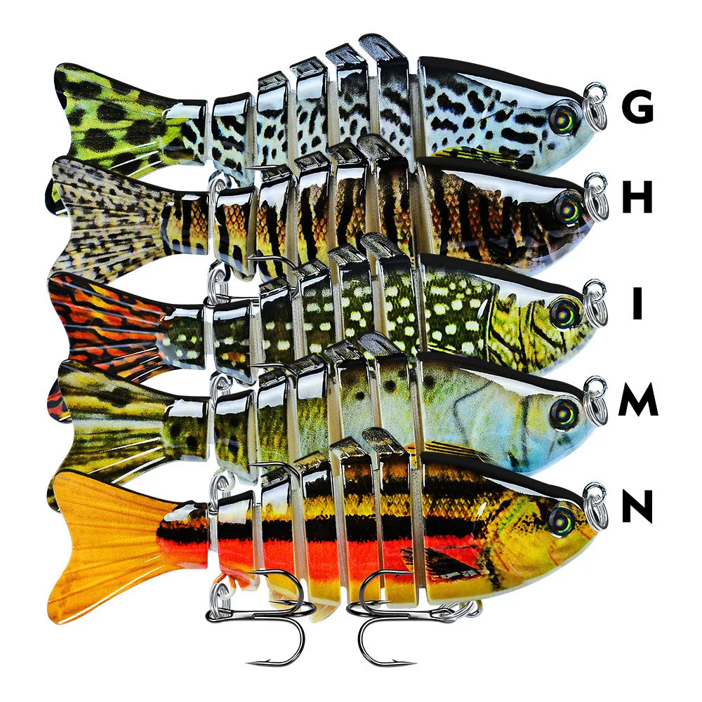 6-Segment Multi Jointed Hard Swimbait Realistic Printed Fishing Lure Double Treble Hooks For Predator Game Fish