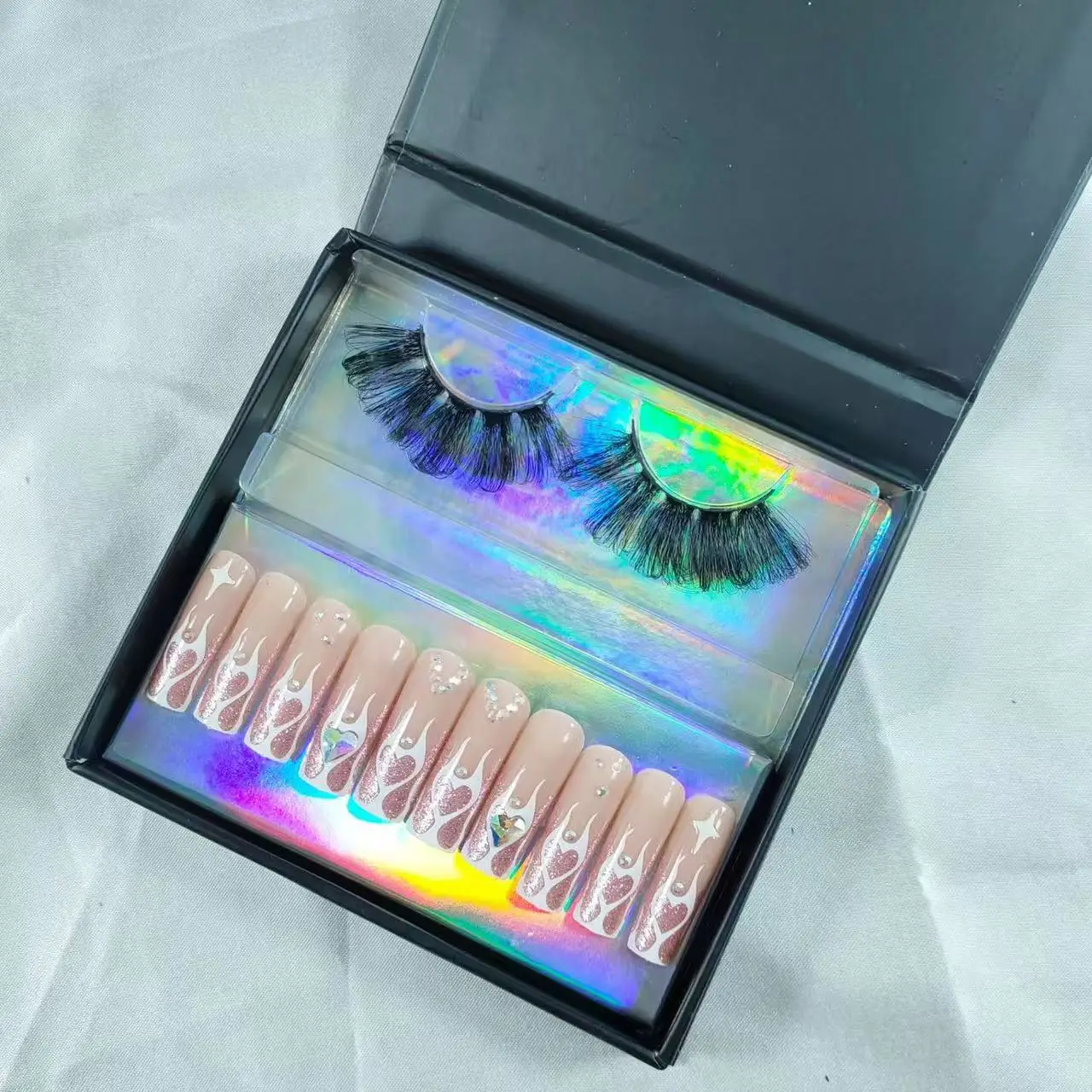 Nail Art Eyelashes Storage Box Packaging Custom Logo Brand Square Clear Boxes Package  Wholesale Vendor Business