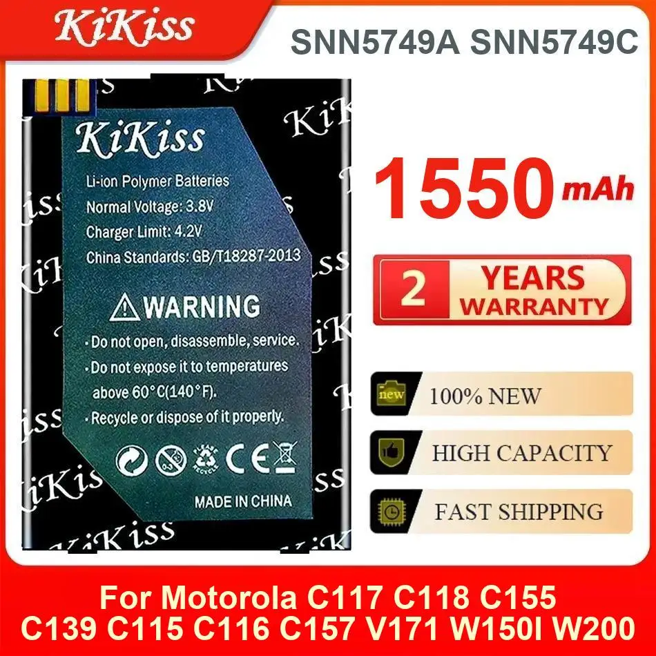 

1550 мАч аккумулятор Kikiss SNN5749A SNN5749C для Motorola Moto C117 C118 C155 C139 C115 C116 C157 V171 W150I W200