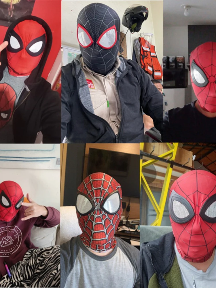 Maschera per il viso di Halloween Spiderman Cosplay Peter Parker Miles Morales Raimi Compleanno Supereroe Prop per bambini Gioco di ruolo per adulti Festa