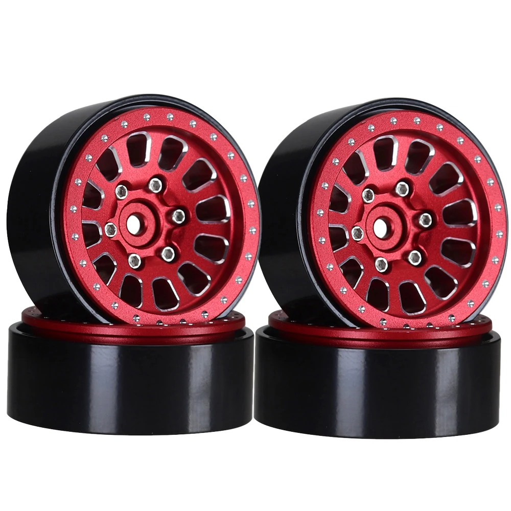 4 Stück 1,3 Zoll Messing+Aluminiumlegierung Beadlock-Felgen für 1/24 Fms24 Axial Scx24 1/18 RC Crawler Auto Tra/xas Trx4m – Detail 7