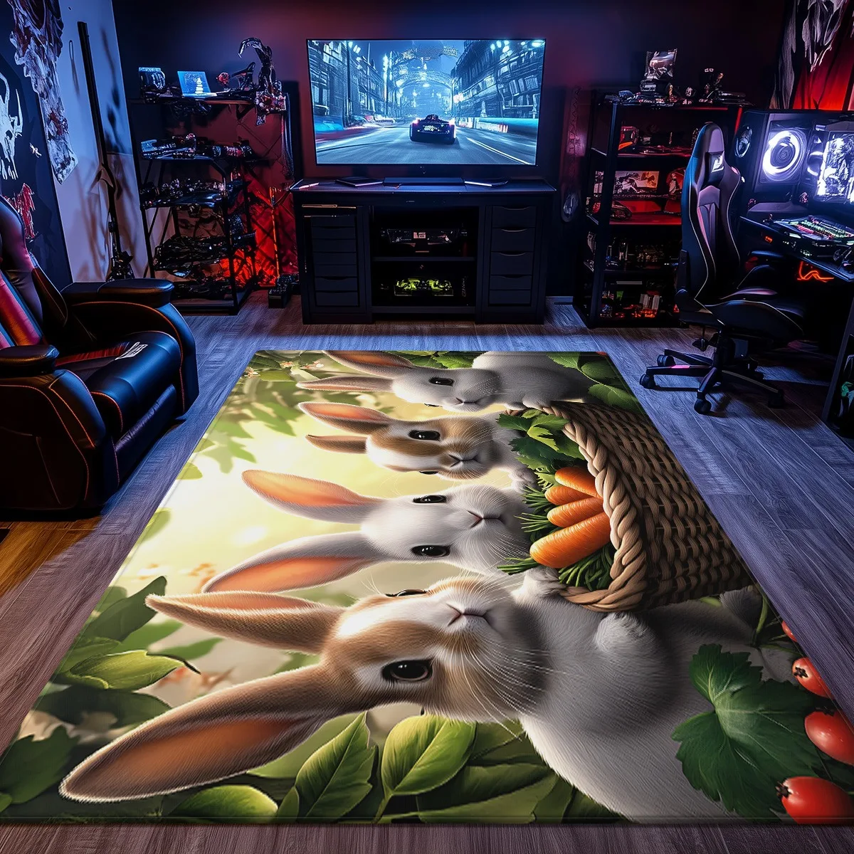 الأرنب الجزرة سلة كريستال المخملية البساط عيد الفصح الربيع موضوع لطيف الحيوان غرفة الاطفال ديكور لينة عدم الانزلاق الكلمة حصيرة #5