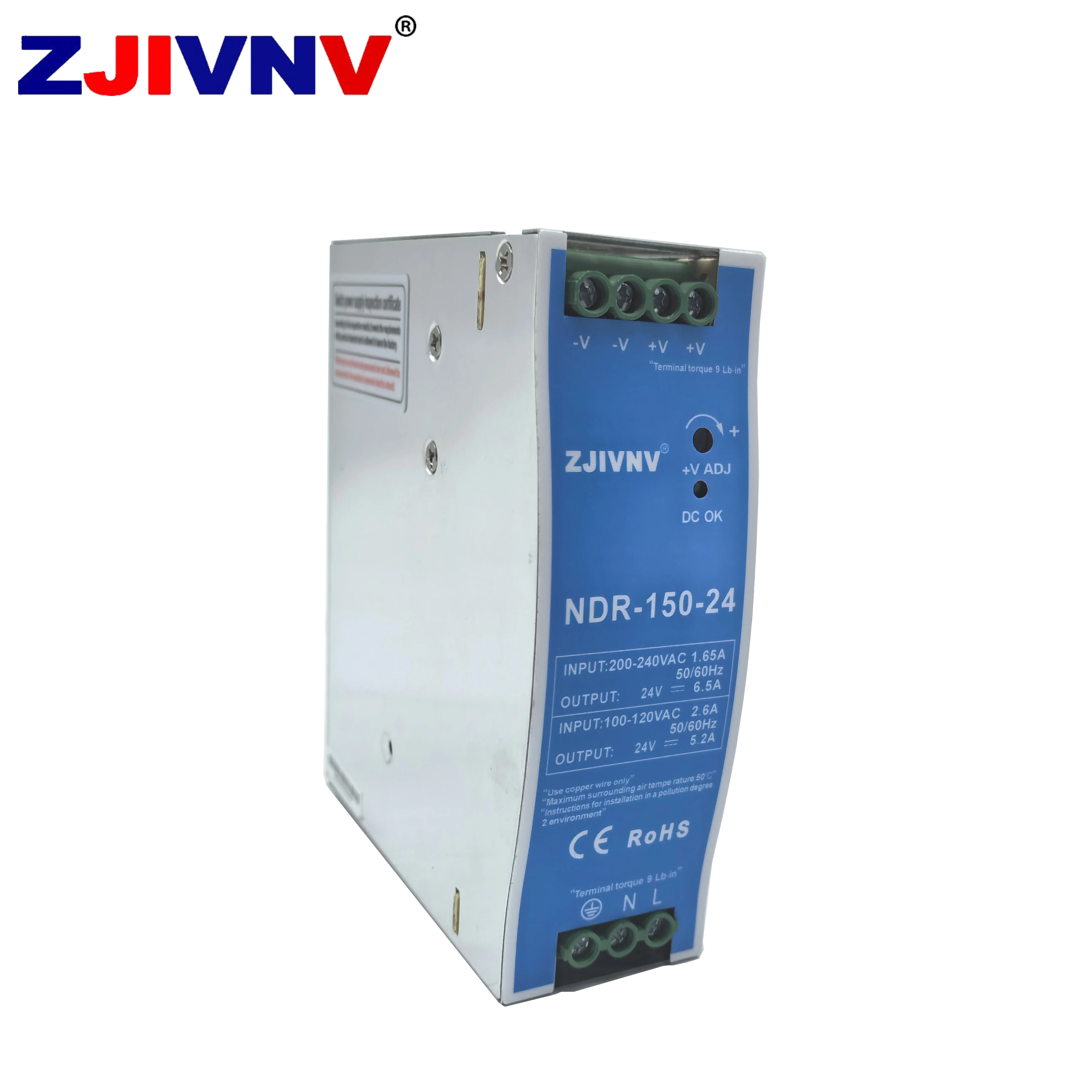 ZJIVNV 150W 12V 24V DIN Rail Switching Power Supply 90-264VAC to 12V 24V DC 12.5A 6.25A Industrial Power Unit Transformer