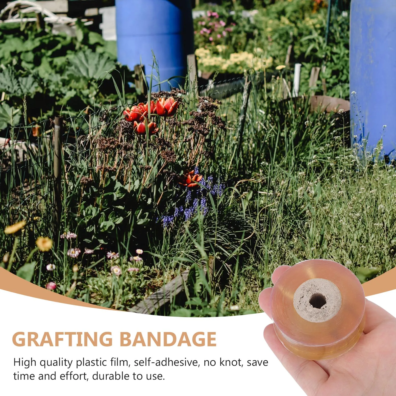 

3 Rolls Grafting Tape For Fruit Trees Self-Adhesive Plastic Film Garden Nursery Budding Tool Waterproof Airtight Seal High Light