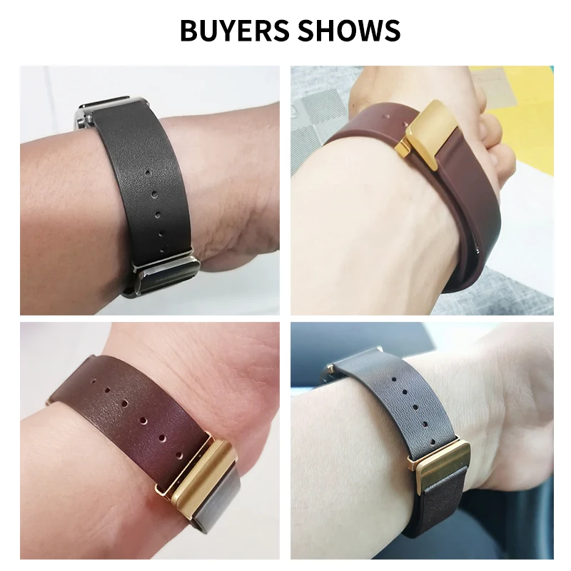 Business Leather Special Buckle Watchband for Huawei B2 B3 B5 Smart Wristband Men and Women 18 20 16mm Black Brown Watch Strap