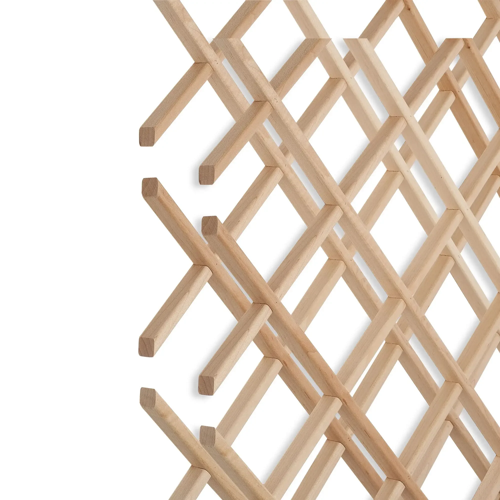 28-Bottle Trimmable Wine Rack Lattice Panel Inserts in Unfinished Solid North American Hard Maple