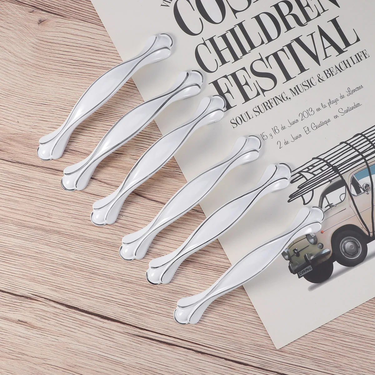 6 قطعة مقابض خزانة نحاسية عالية الصلابة درج يسحب لا الصدأ الأثاث الأجهزة النكهة الأوروبية اكسسوارات الأبيض #2