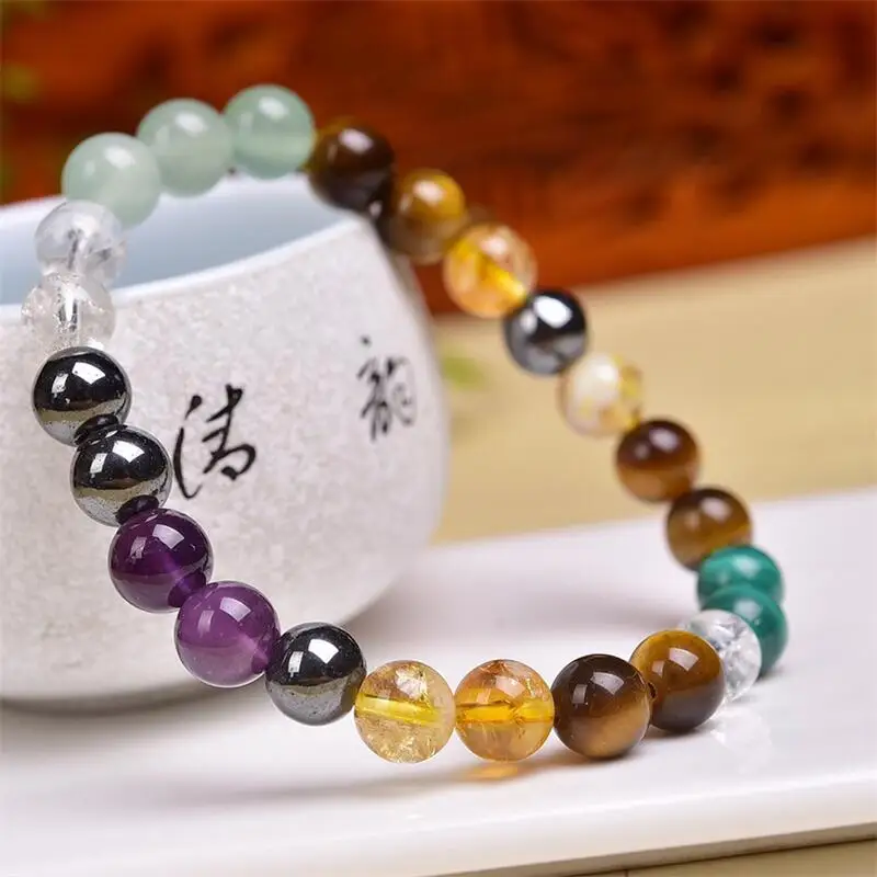 

8MM Natural Crystal Quartz GEM Bead Bracelet Reiki Crystal Fortune Energy Bangle Mineral Woman Jewelry Gift 1PCS