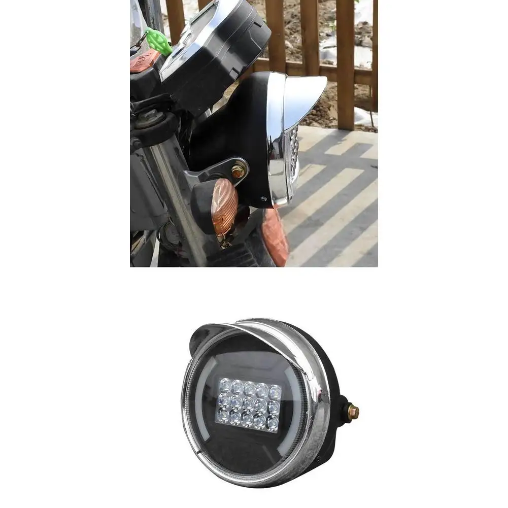 High Power 15 Bead LED Headlight for Motorcycle Tricycle with Dual Beam Function Compatible with 12V to 80V Electrical Systems