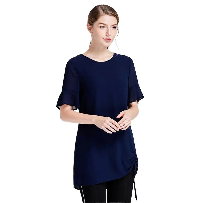 

Fashion Chiffon Women Blouses&shirts Summer Short sleeve O-Neck Casual Oversize Blouse Loose Female Tops blouses et chemises