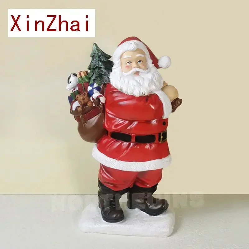 Resin Santa Interior Figurines Christmas Dolls Decoration for Home Xmas Season Gift Hand-Painted Decorative Crafts