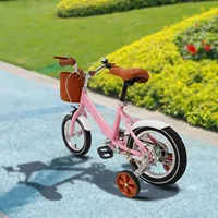 12 Inch Children's Bicycle Pink Rubber Wheels Balance and Pedal Learning Bicycle for Children 2-4 Years Old