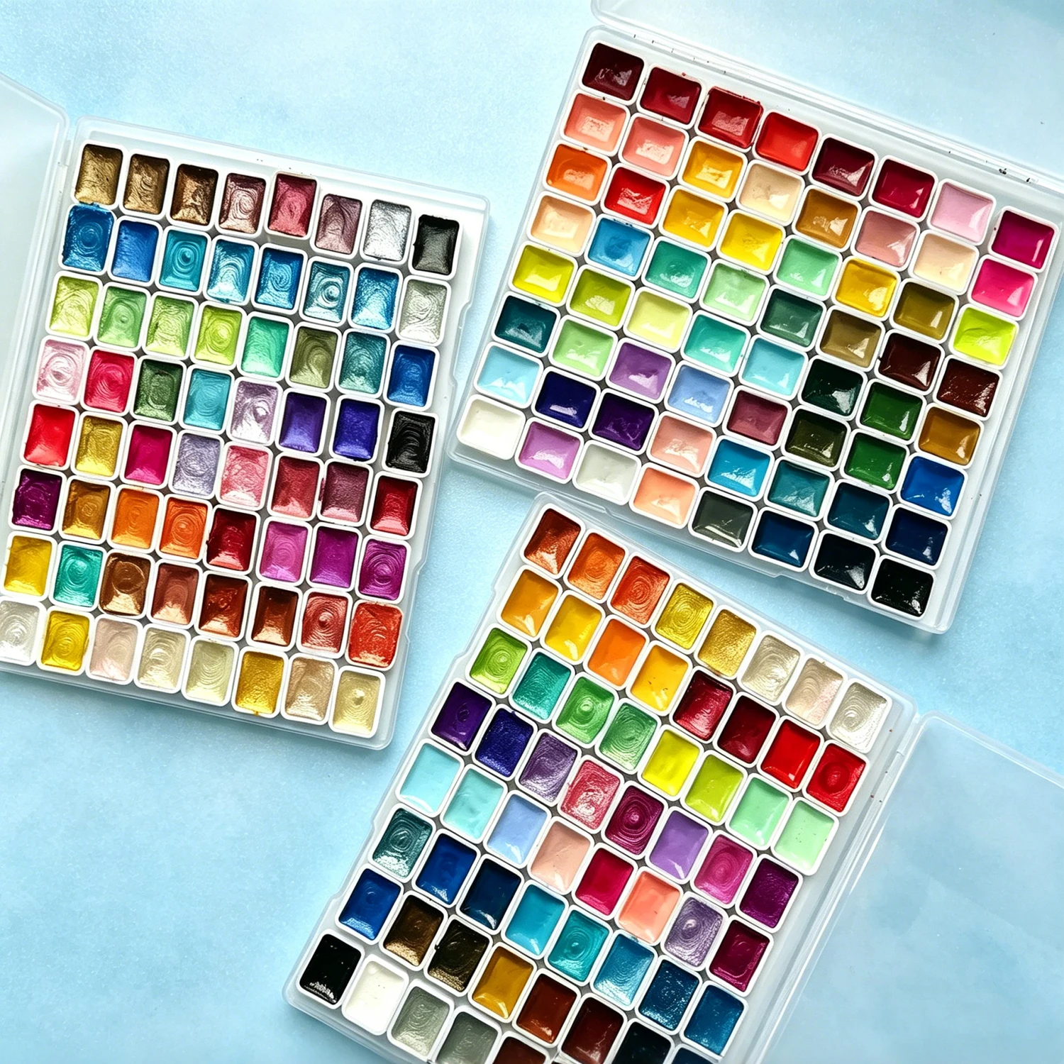 

64-Color Pearlescent & Solid Pigment Watercolor Set Featuring Bright Gloss, Rich Full Coverage and Strong Light Resistance