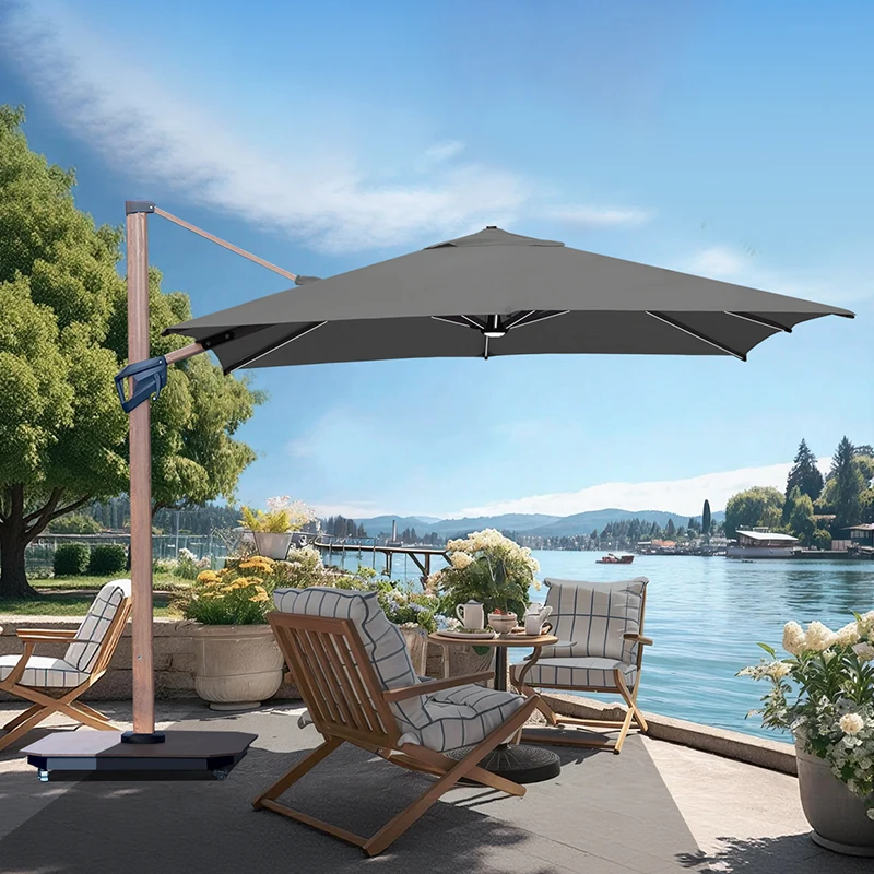 

Wholesale 4*3M Parasols Umbrellas Outdoor Modern Leisure Sunshade Aluminum Alloy Resorts Roman Umbrella For Garden