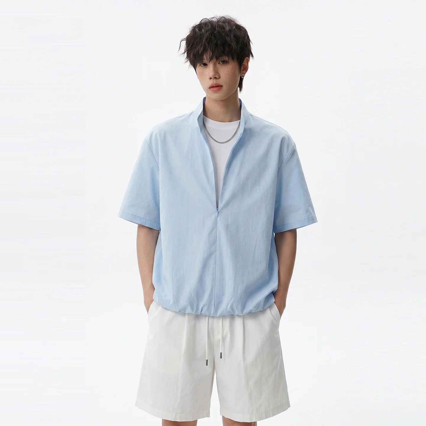 men's-casual-cotton-short-sleeve-two-piece-set-lightweight-summer-breathable-comfortable-pure-cotton-sportswear-ensemble