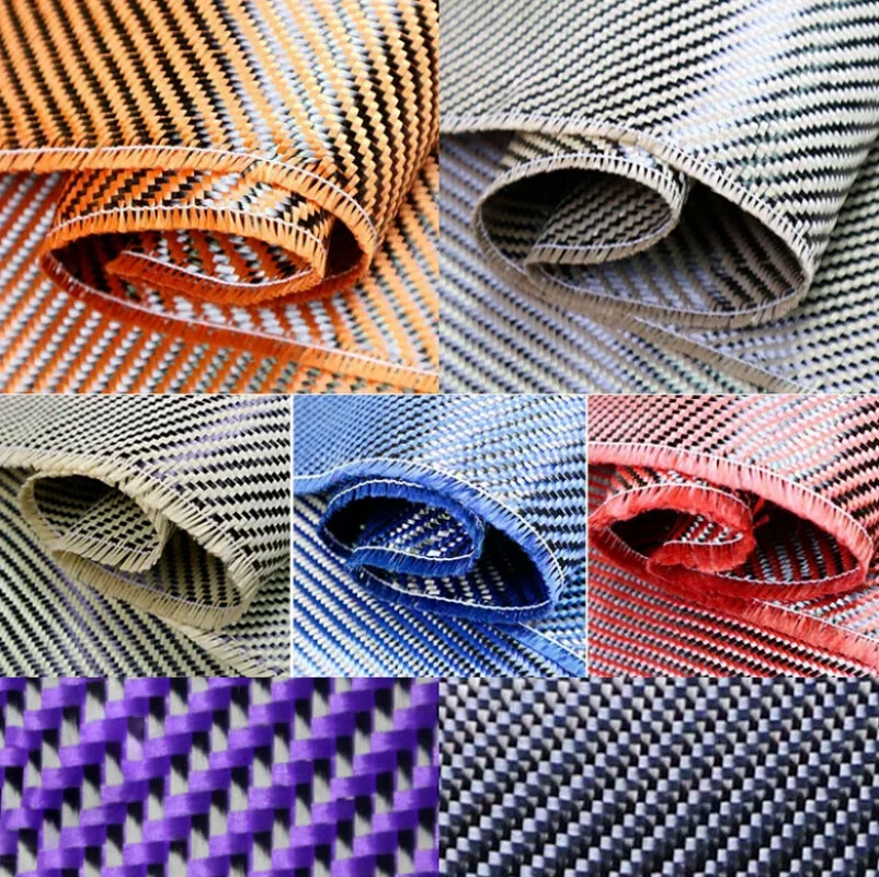 Aramid Carbon Fiber Blended Fabric Cloth Red/Yellow/Blue/Green/Purple/Grey Black