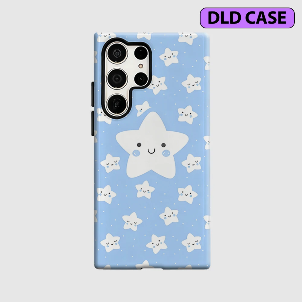 Kawaii Starry Sky Phone Case for Samsung Galaxy S26 S25 Ultra S24 S23 Ultra Plus Shockproof Double Layer Tough Back Cover