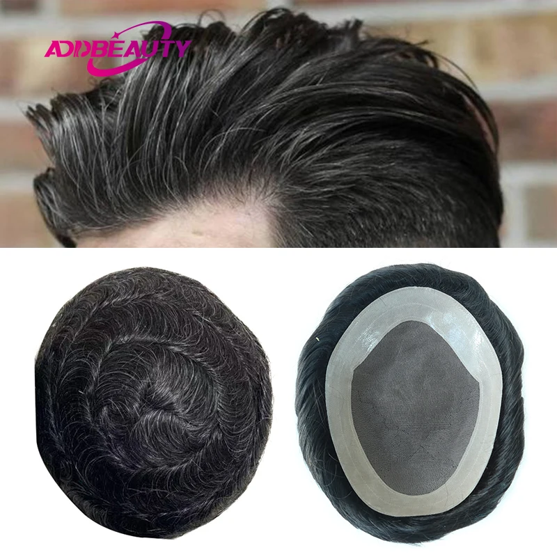 

Mono NPU Men Toupee Human Hair Mono Men's Capillary Prosthesis Human Hair Wigs Natural Hair Replacement Hairline Natural Grey