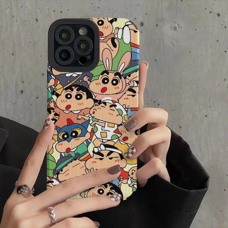 Силиконовый чехол Crayon Shin-chan с рисунком для iPhone 15, 14, 13, 11, 12 Pro Max Mini 14 Plus XR X XS Max, противоударный мягкий чехол Funda