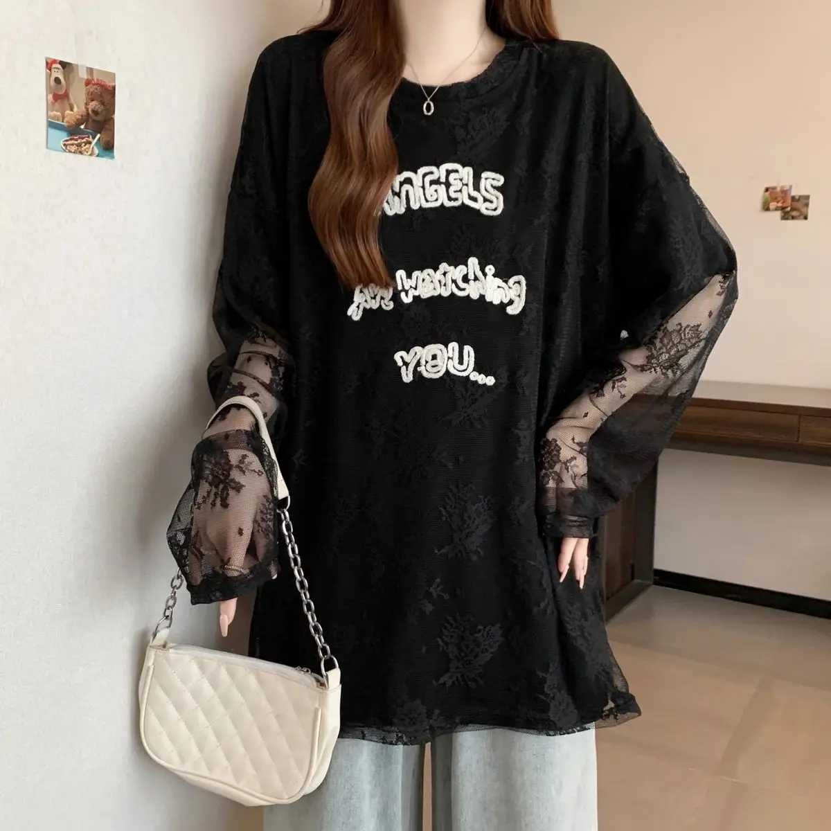 

Long Sleeve T-Shirts Womens Embroidered Cotton Tops Slim Fit Breathable Autumn Feminine Sweet Outdoor Basic Daily Style Bohemian