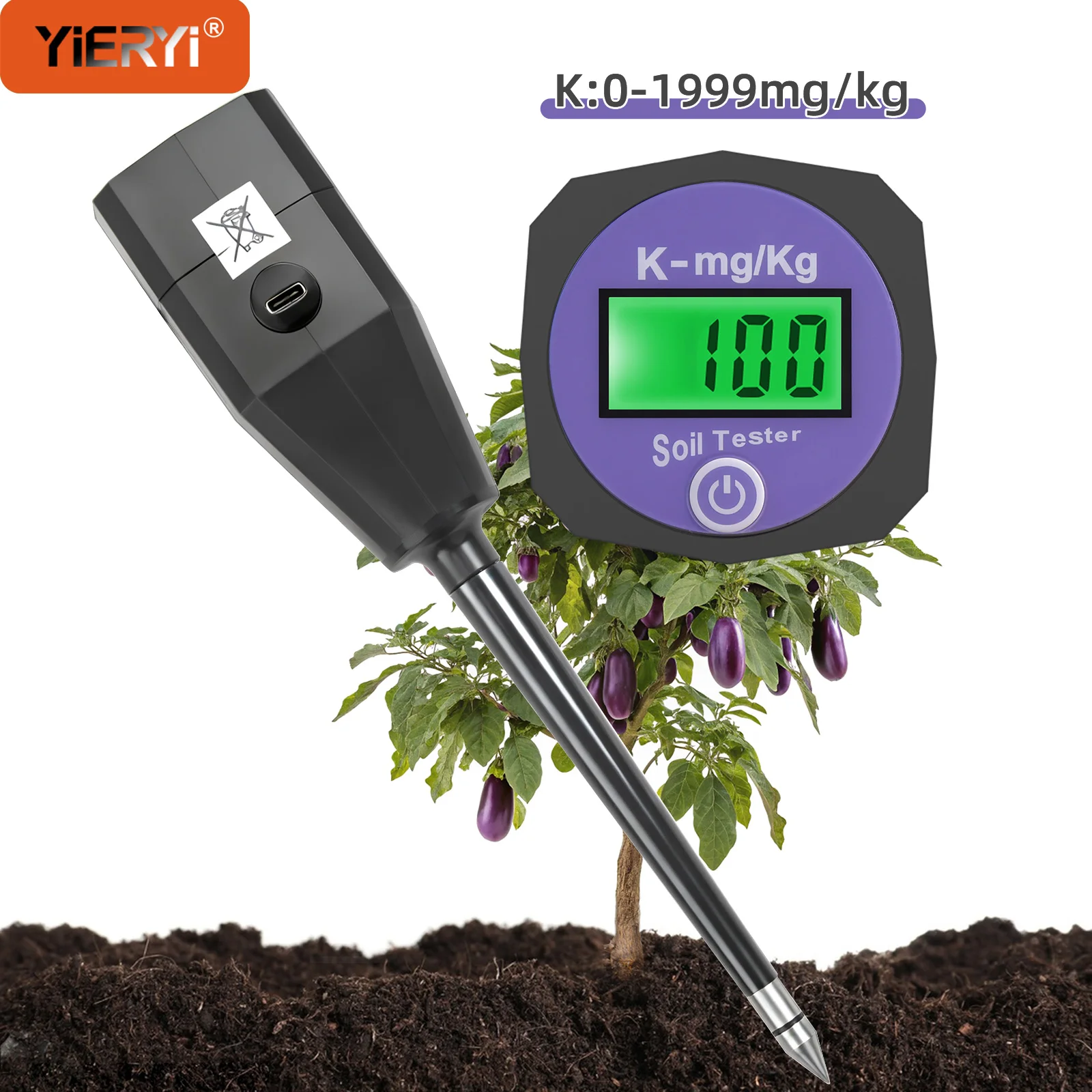 

Rechargeable NPK Digital Tester Soil Nutrient Meter Potassium Nitrogen Phosphorus Analyzer for Agriculture Farmland Soil Testing