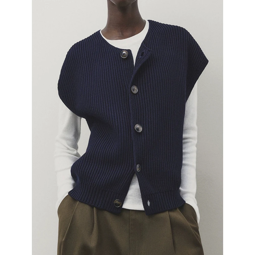 Cos Lris2024 autumn new casual fashion knit sweater single breasted solid color vest vest female 05616665407