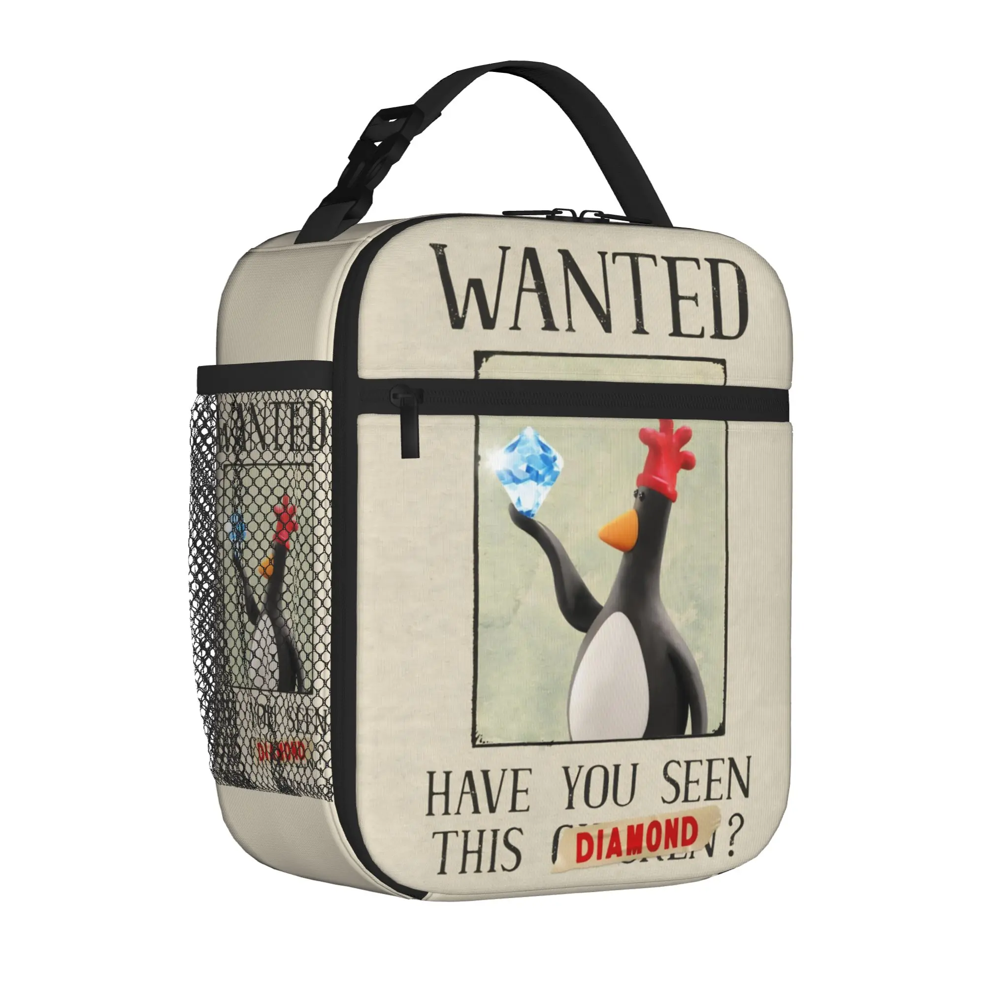 Insulated Lunch Tote Bag Feathers Penguin McGraws Chicken Disguise Funny Thermal Cooler Lunch Storage Food Box Handle Work