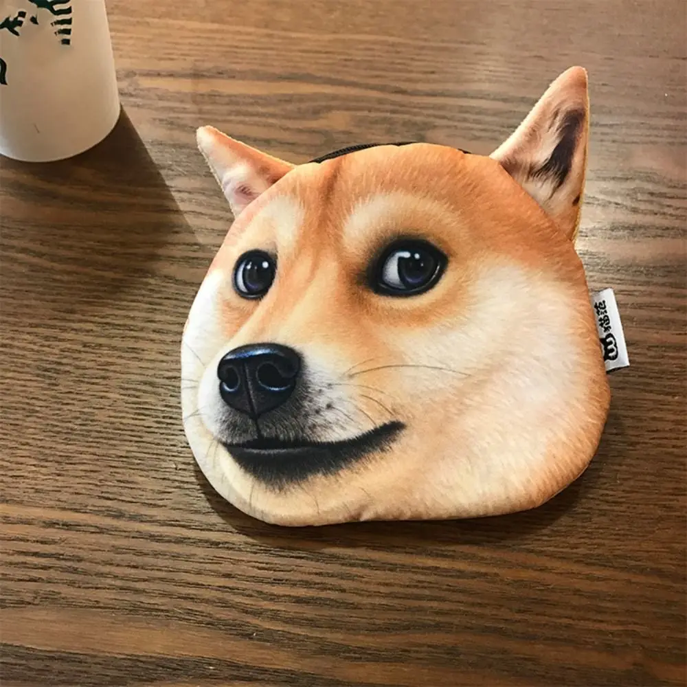 Dog Expression Dog Pattern Coin Purse Bulldog Siberian Husky Change Storage Bag Lipstick Cosmetic Bag Cat Earphone Bag