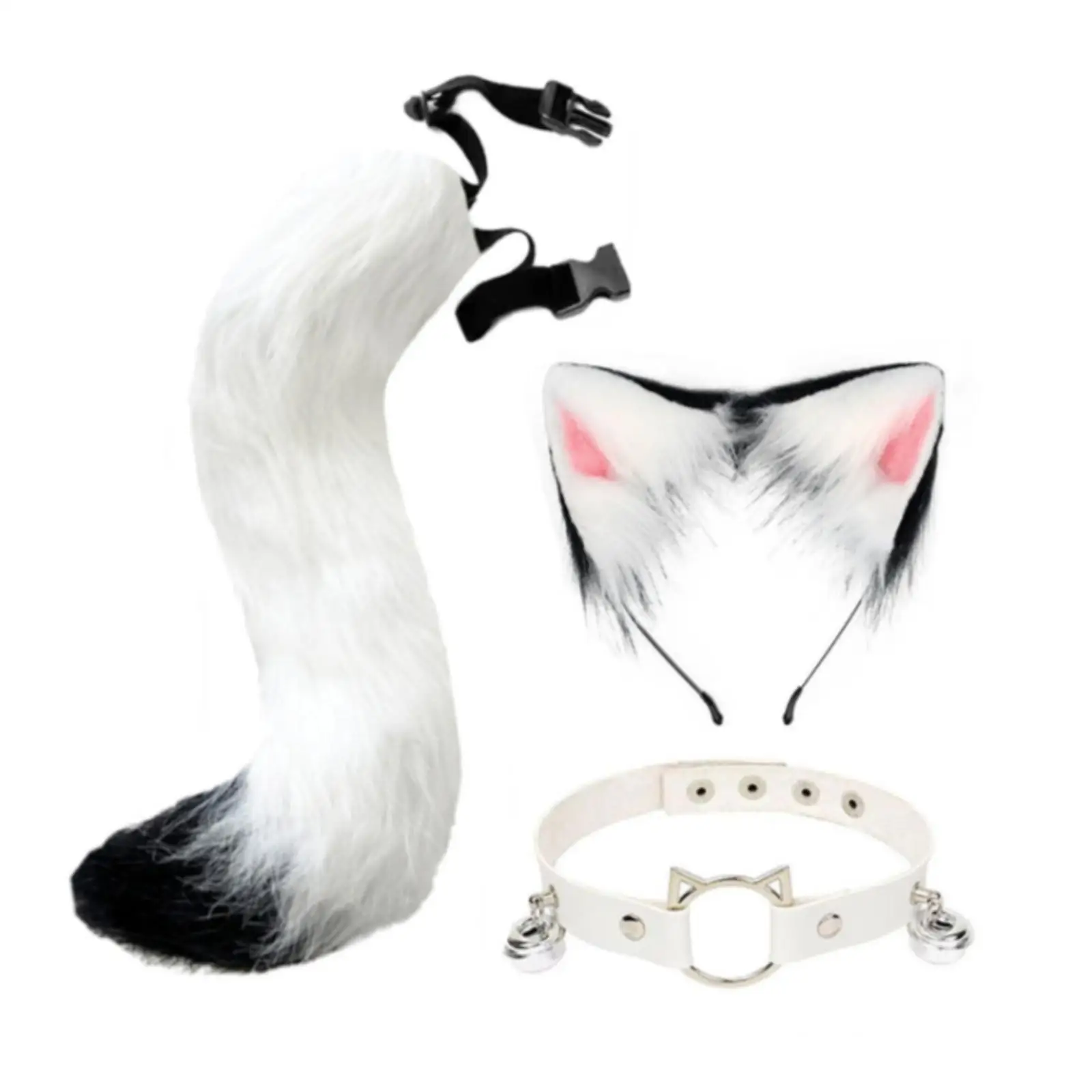 Ears and Long Tail Set with Cosplay Props Funny Gifts Headdress for Fancy Party