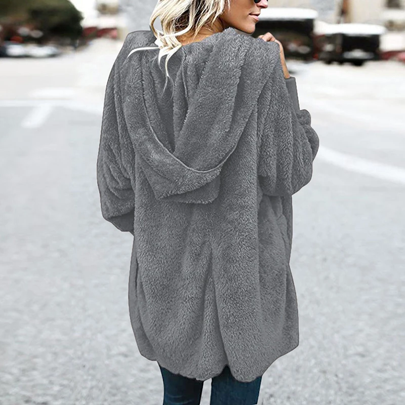 Winter Coat Women Fur Cardigan Jacket Long Sides Both Side Wearing Faux Fur Coat Teddy Coat Ladies Autumn Winter Thermal Coats