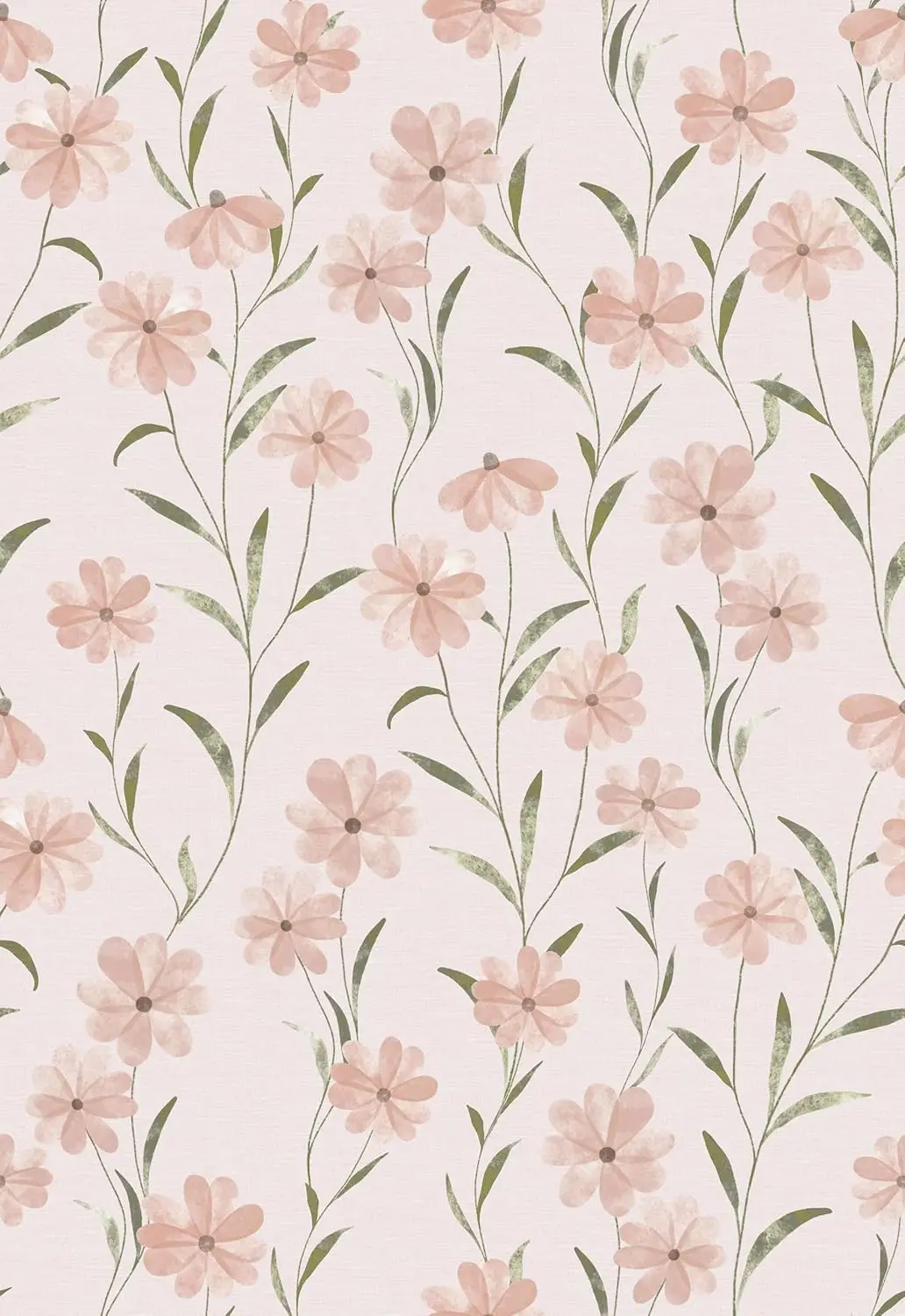 Pink Floral Peel and Stick Wallpaper Watercolor Daisy Vine Self-Adhesive Wall Sticker for Home Decoration Furniture Renovation