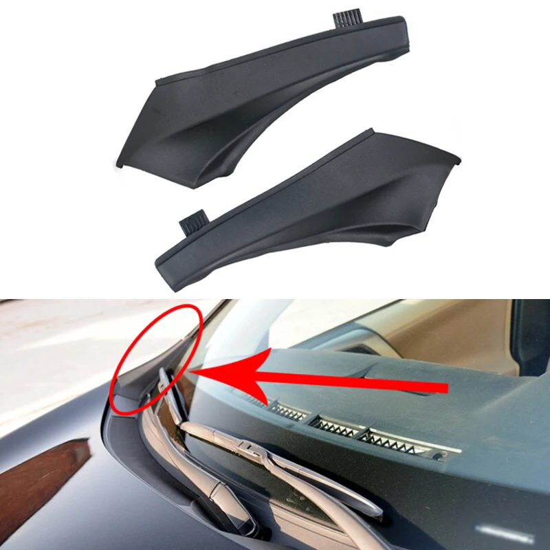 Black Car Front Wiper Side Cowl Extension Cover Clip-On for Toyota RAV4 2013 2014 2015 2016 2017 2018 53867-42020 53866-42020