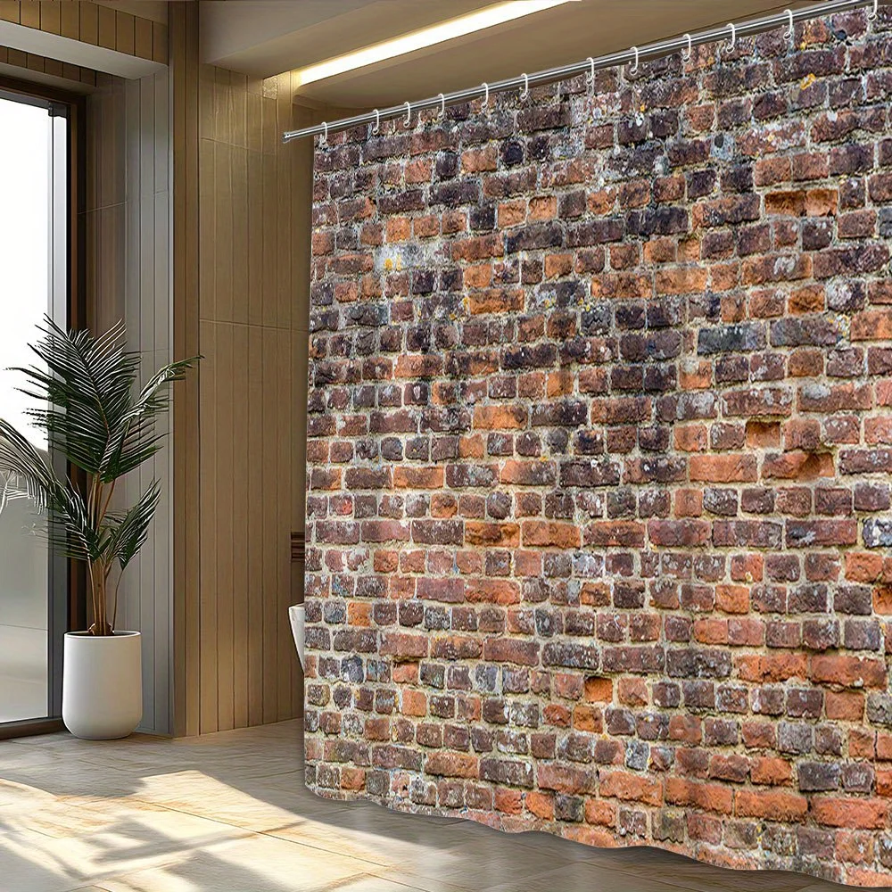 Waterproof Polyester Shower Curtain Liner Rustic Industrial Brick Wall Background Bathroom Decor Curtain Home Decoration for Mod