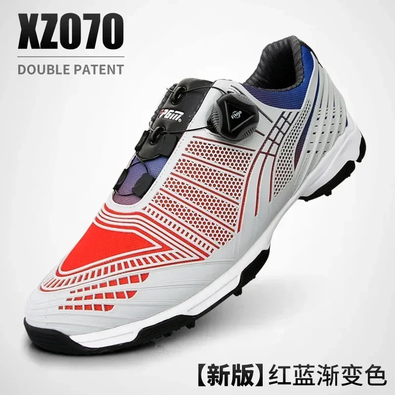 PGM Men's Golf Shoes Microfiber Button Quick Lacing Shoes Outdoor Sports Waterproof Nylon Sneakers Gradient Color Autumn Winter
