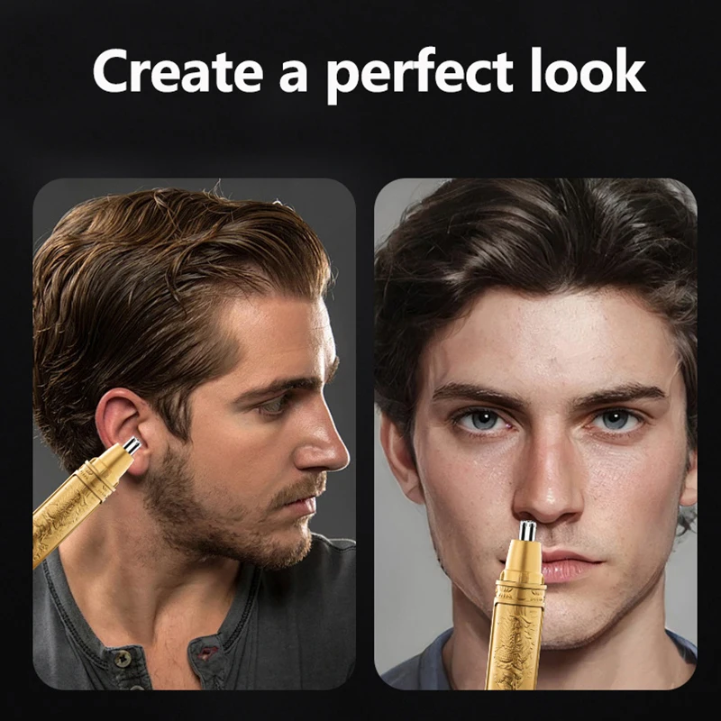 Nose Hair Trimmer Clear Nostrils Small And Convenient Washing With Knife Head Unisex Golden Dragon And Phoenix Nose Hair Trimmer