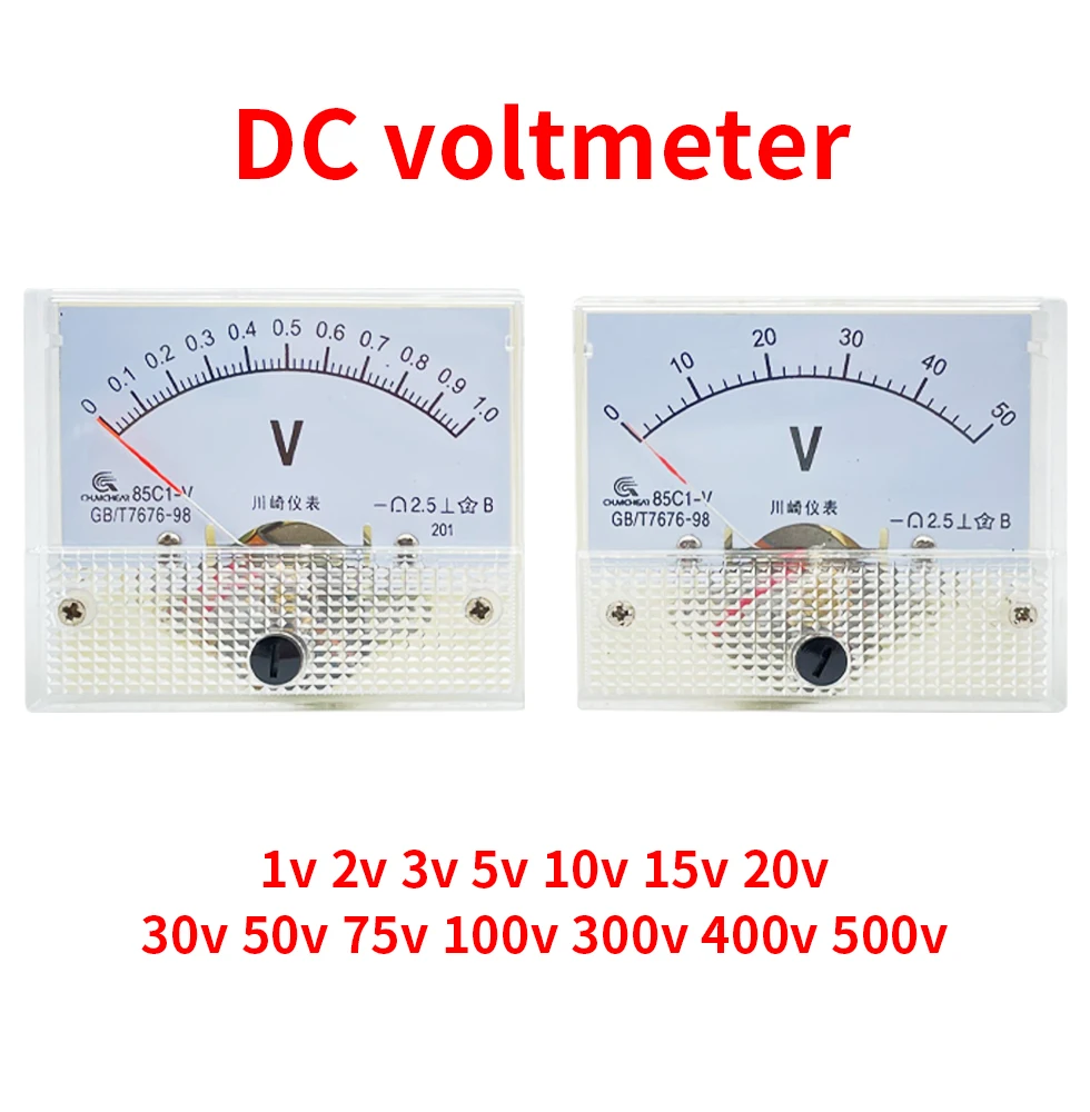 85C1 -V 1V 2V 3V 5V 10V 15V 20V 30V 50V 75V 100V 300V 400V 500VDC pointer voltmeter  meter Plate table  85C1-V series