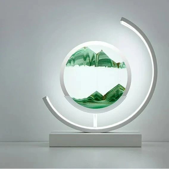2026 Version 3D Dynamic Sand Art Hourglass Lamp - Remote Control USB Powered Modern Geometric LED Desk Decor for Home Office