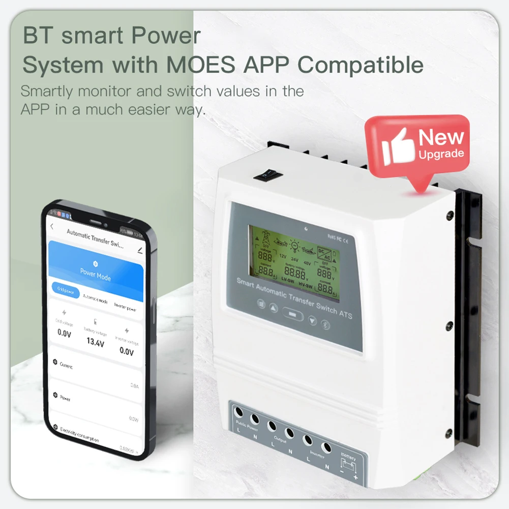 Controlador de carga Solar inteligente Tuya, interruptor de transferencia automática ATS de doble potencia para sistema de viento Solar, cc 12/24/48V, CA 110/220V